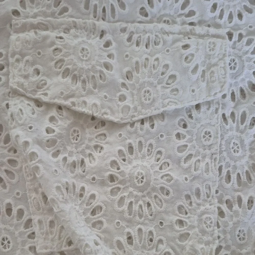 Guess White Embroidered Eyelet Button-Down Shirt - Picture 16 of 16